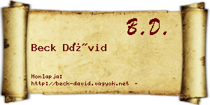 Beck Dávid névjegykártya
