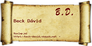 Beck Dávid névjegykártya